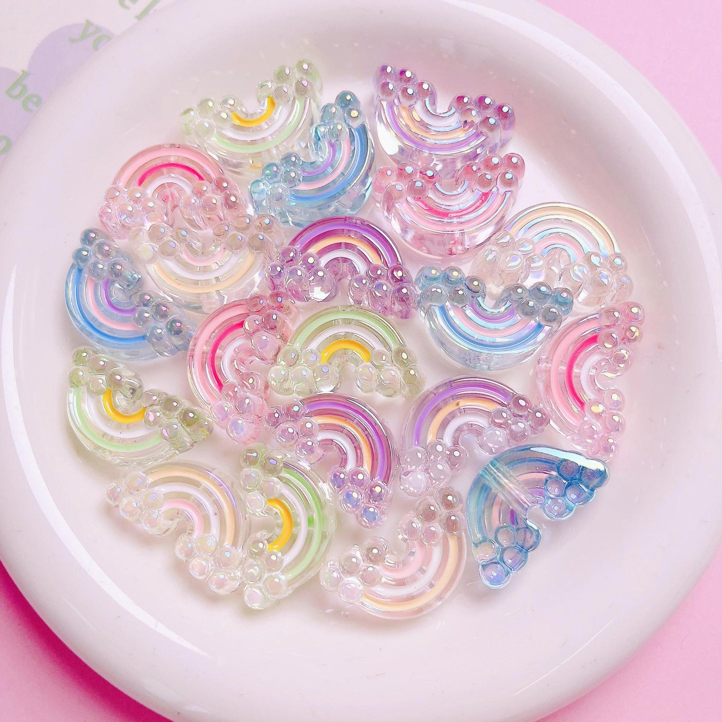 Transparent Rainbow Beads DIY Jewelry Making Charms