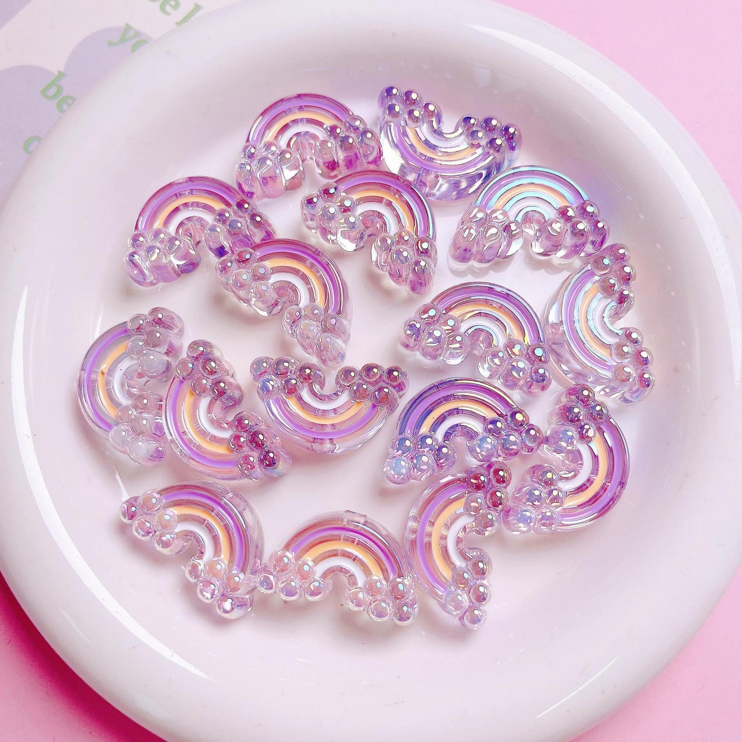 Transparent Rainbow Beads DIY Jewelry Making Charms
