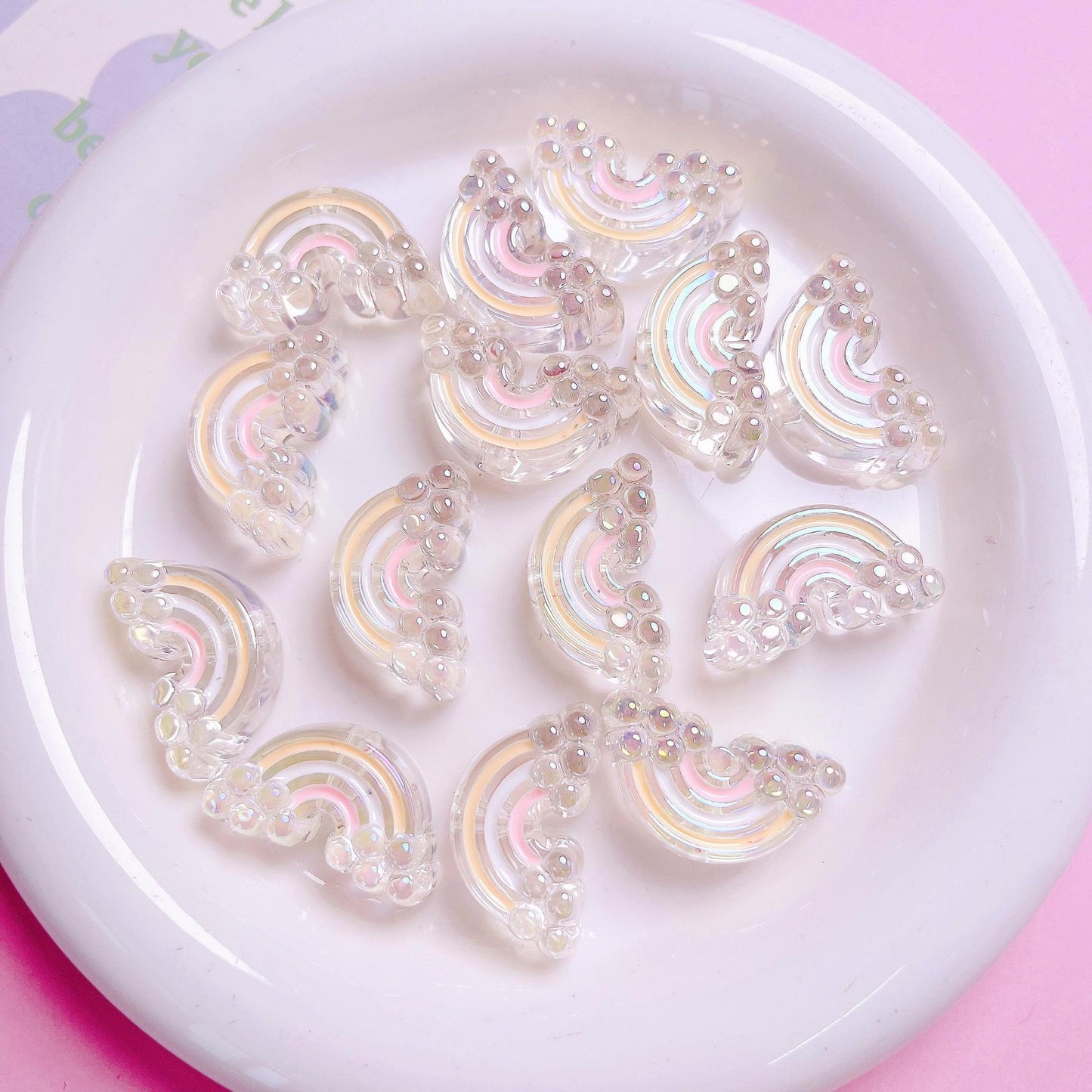 Transparent Rainbow Beads DIY Jewelry Making Charms