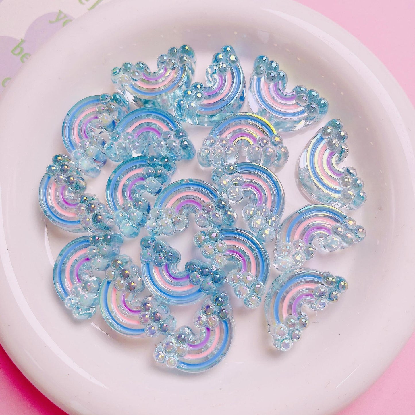 Transparent Rainbow Beads DIY Jewelry Making Charms