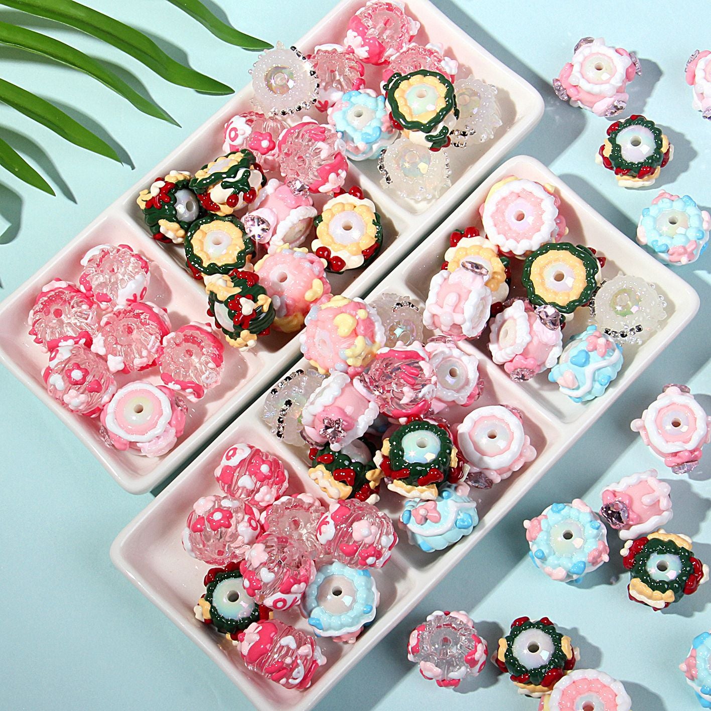 Cute Handmade Cream Heart Flower Beads
