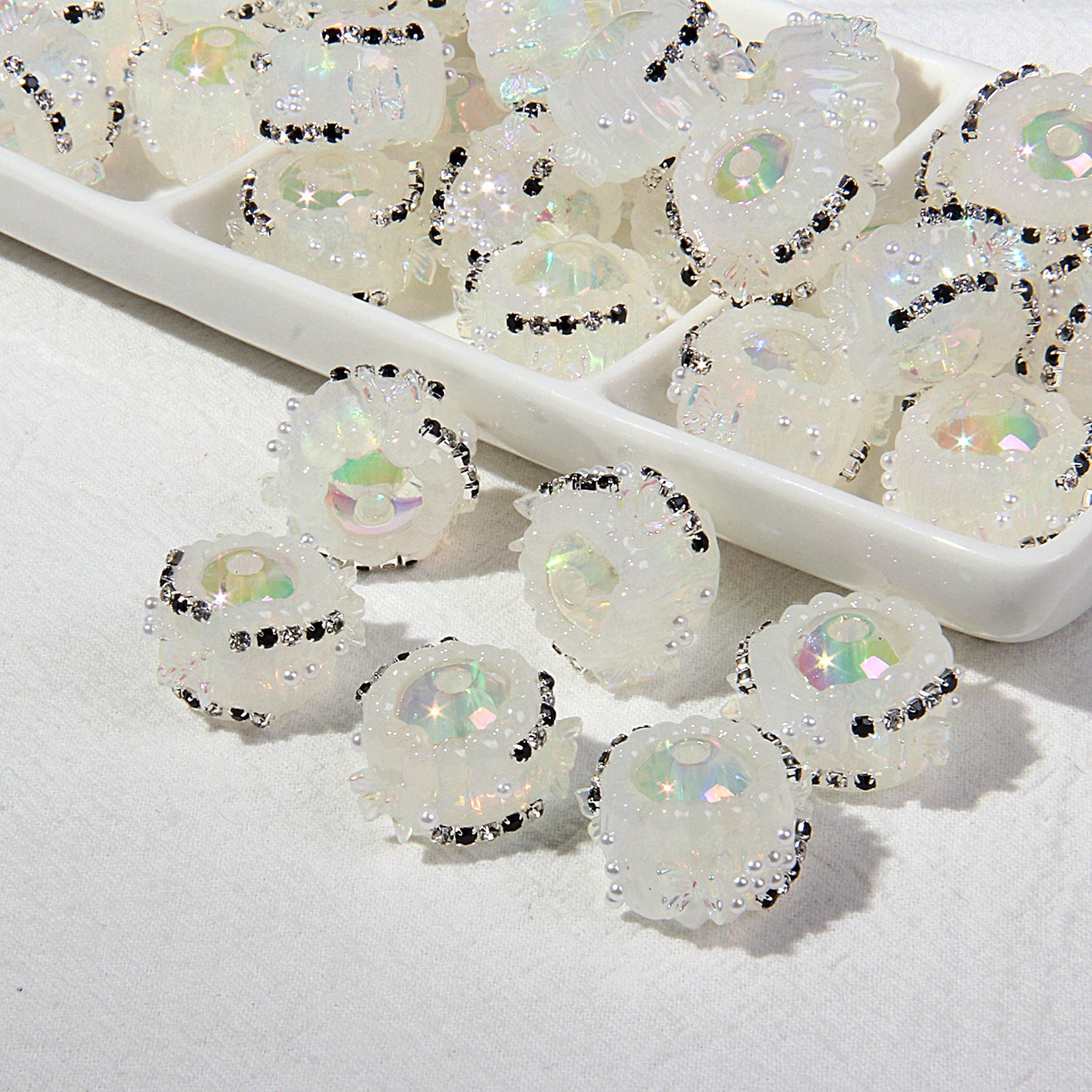 Cute Handmade Cream Heart Flower Beads