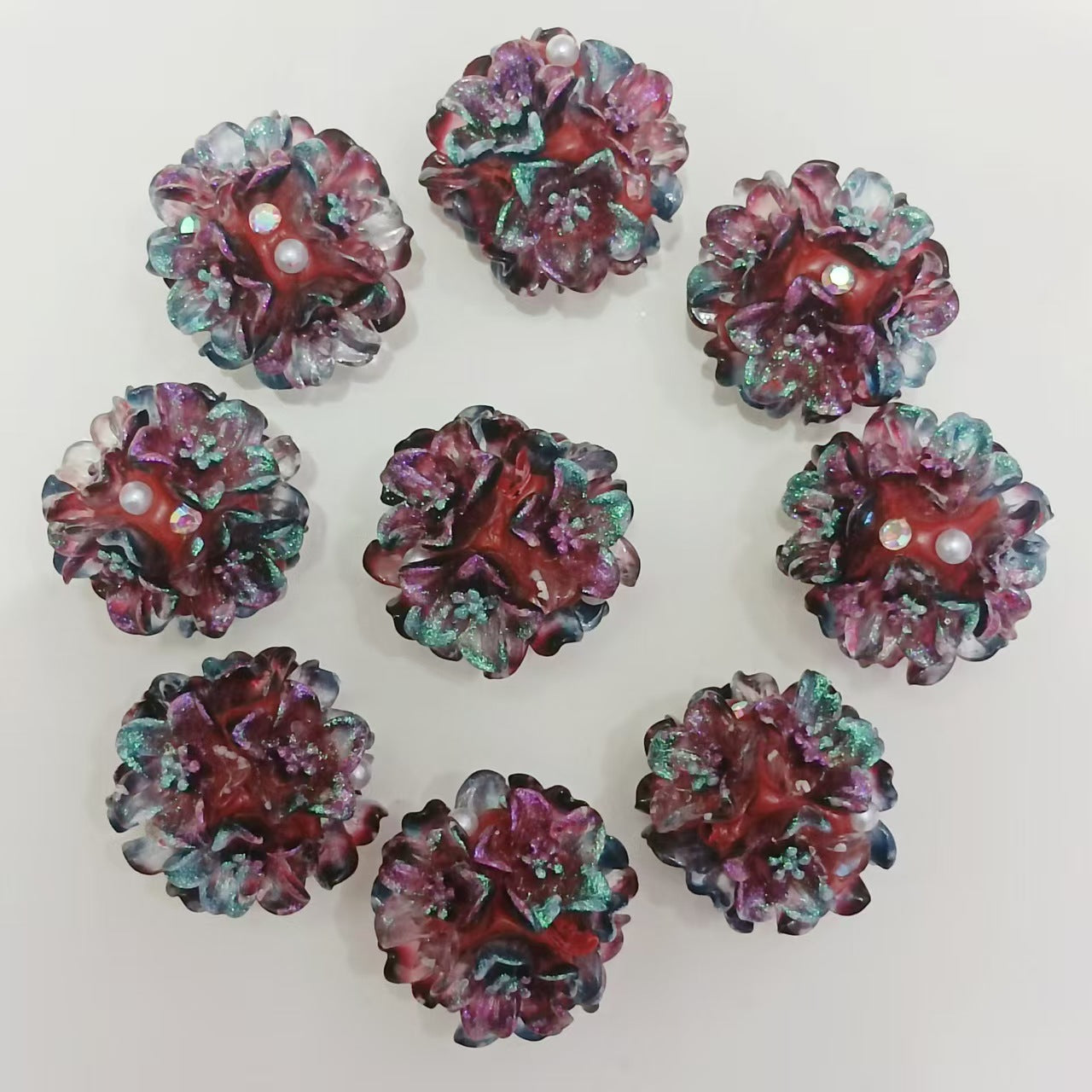 Luminous Rose Beads 3D Gradient Flower Pearl Beads