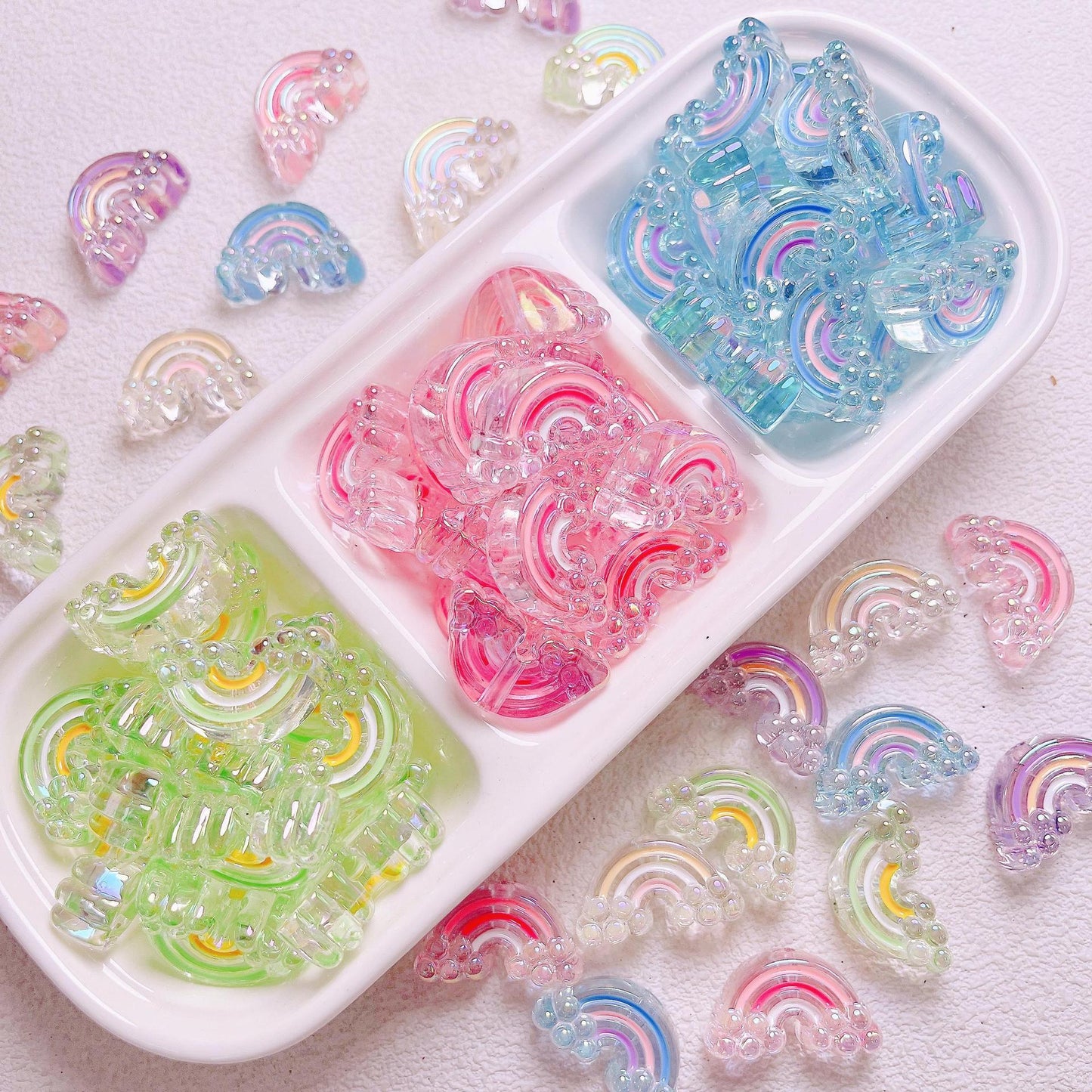 Transparent Rainbow Beads DIY Jewelry Making Charms