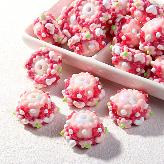 Cute Handmade Cream Heart Flower Beads