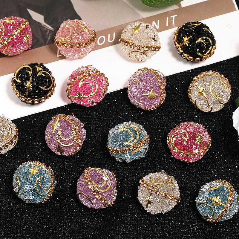 Star Moon Rhinestone Round Beads