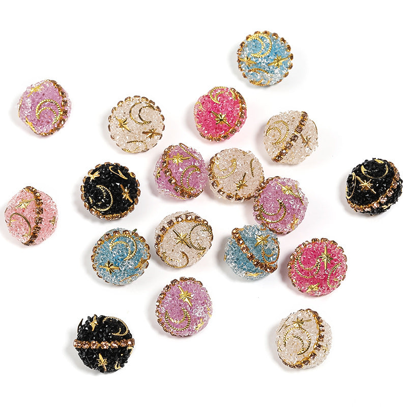 Star Moon Rhinestone Round Beads