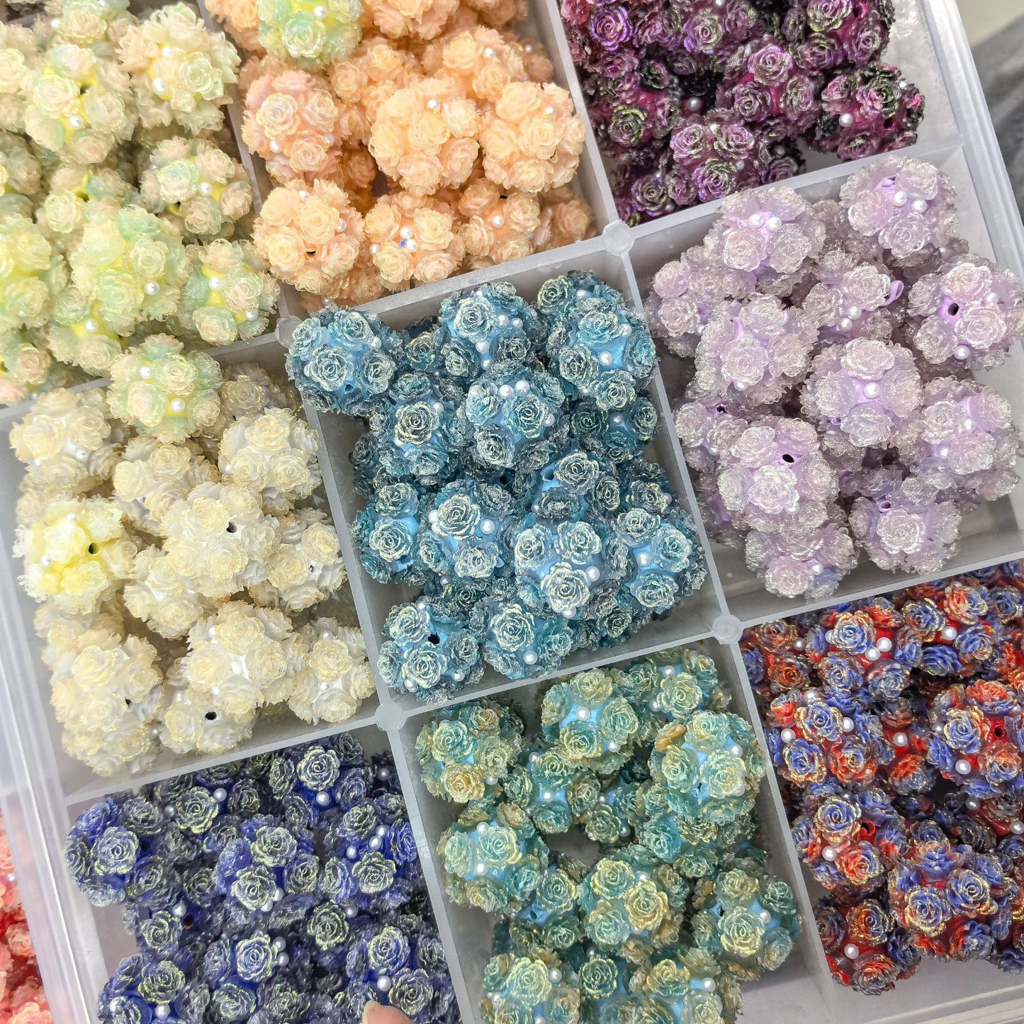 Luminous Rose Beads 3D Gradient Flower Pearl Beads