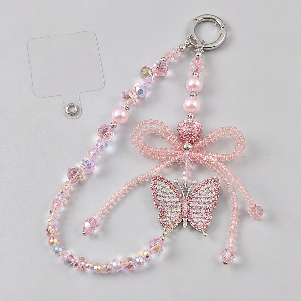 Live Order Checkout | Sparkly Crystal Bow Strawberry Keychain, Bling Beaded Bag Charm