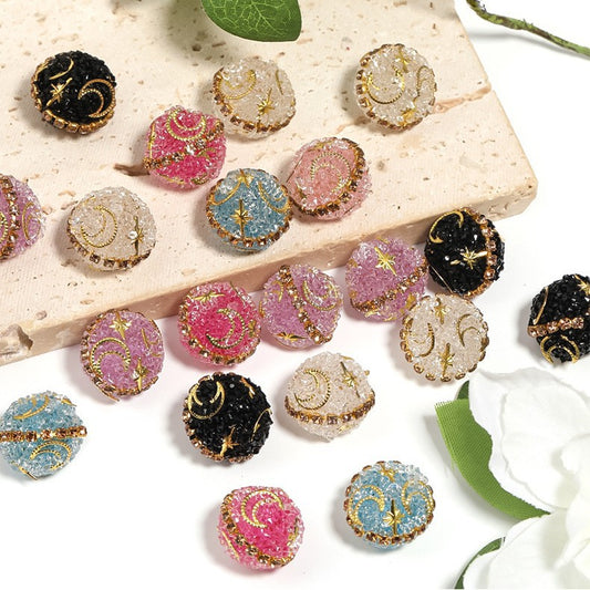 Star Moon Rhinestone Round Beads